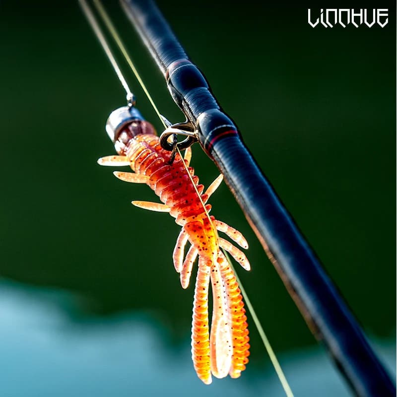 Leurre Souple Crevette Flottant LINNHUE - Appât NED Rig avec Attractant Poissons Silicone