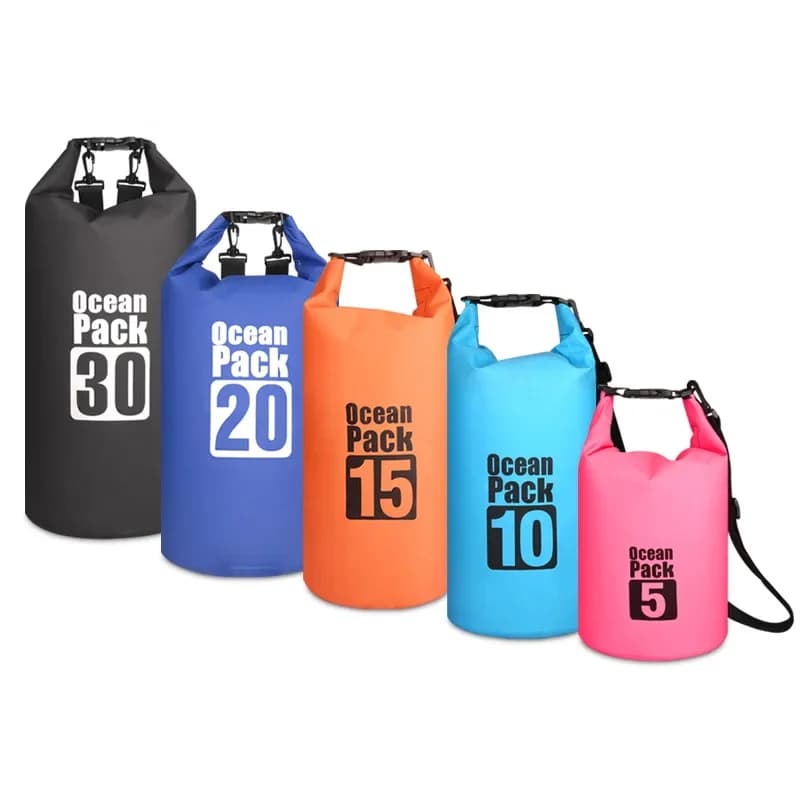 Sac étanche PVC 2L à 30L pour kayak pêche natation sports nautiques rangement équipement outdoor