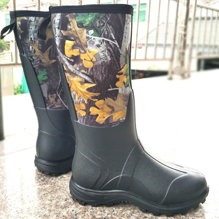 Bottes de pêche néoprène imperméables anti-rayures camouflage feuilles d'érable chaudes hiver neige chasse