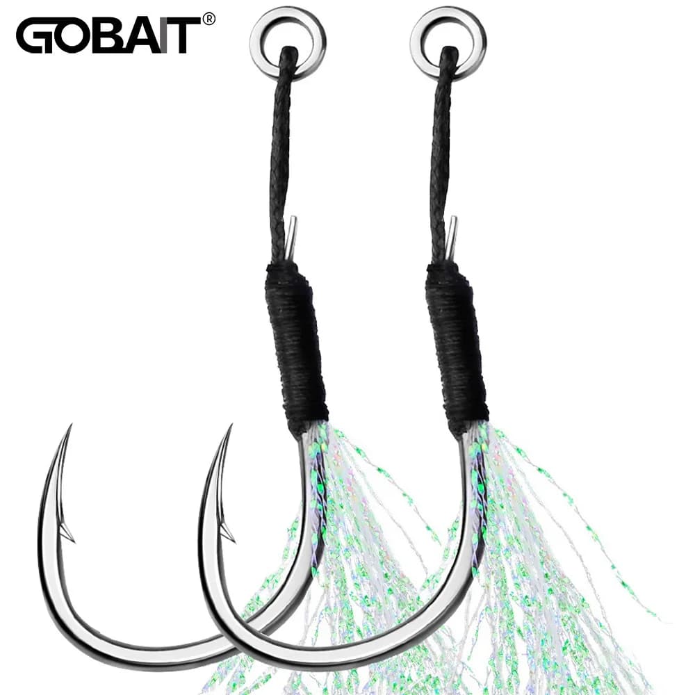 Hameçons assist plumes Sharp pour jigging et casting - acier haute teneur en carbone avec barbelures angulaires