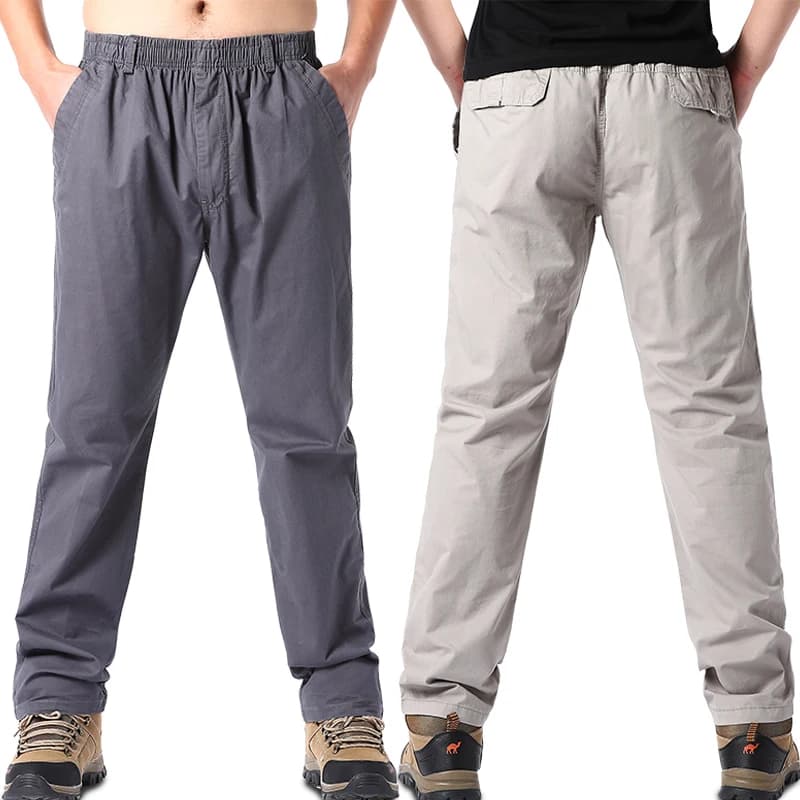 Pantalon été homme coton léger pêche élastique taille loose sport outdoor couleur unie
