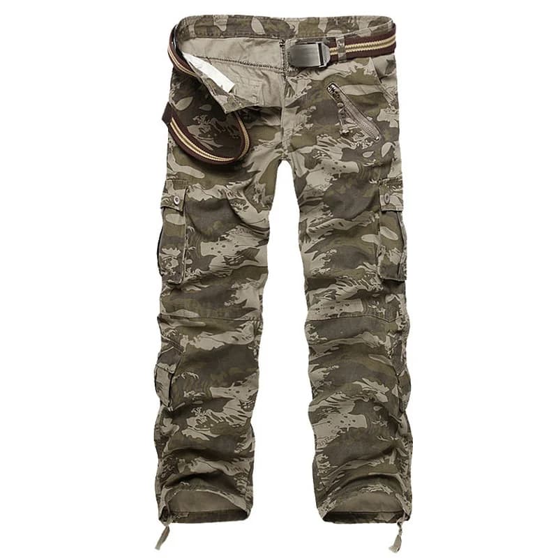 Pantalon cargo camouflage militaire sans ceinture jogger streetwear pêche discrète hommes