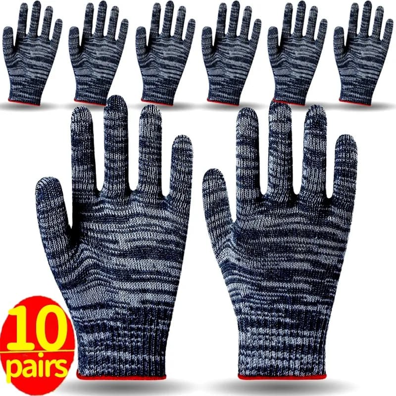 Lot de 5/10 paires gants de pêche travail coton résistants anti-dérapants pour pêche sportive