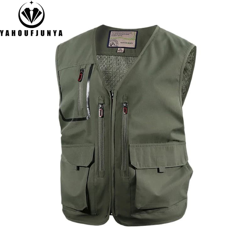 Veste sans manches pêche été 2025 homme - Respirante légère multi-poches pour camping et activités outdoor