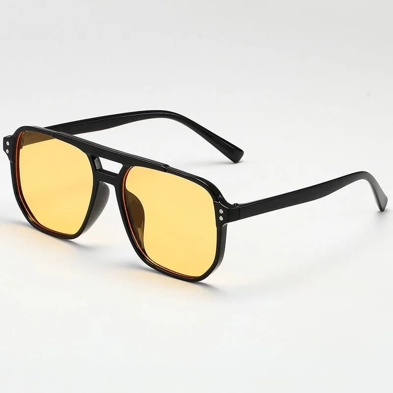 Lunettes de pêche vintage carrées unisexe grandes verres noirs UV400 pour hommes et femmes