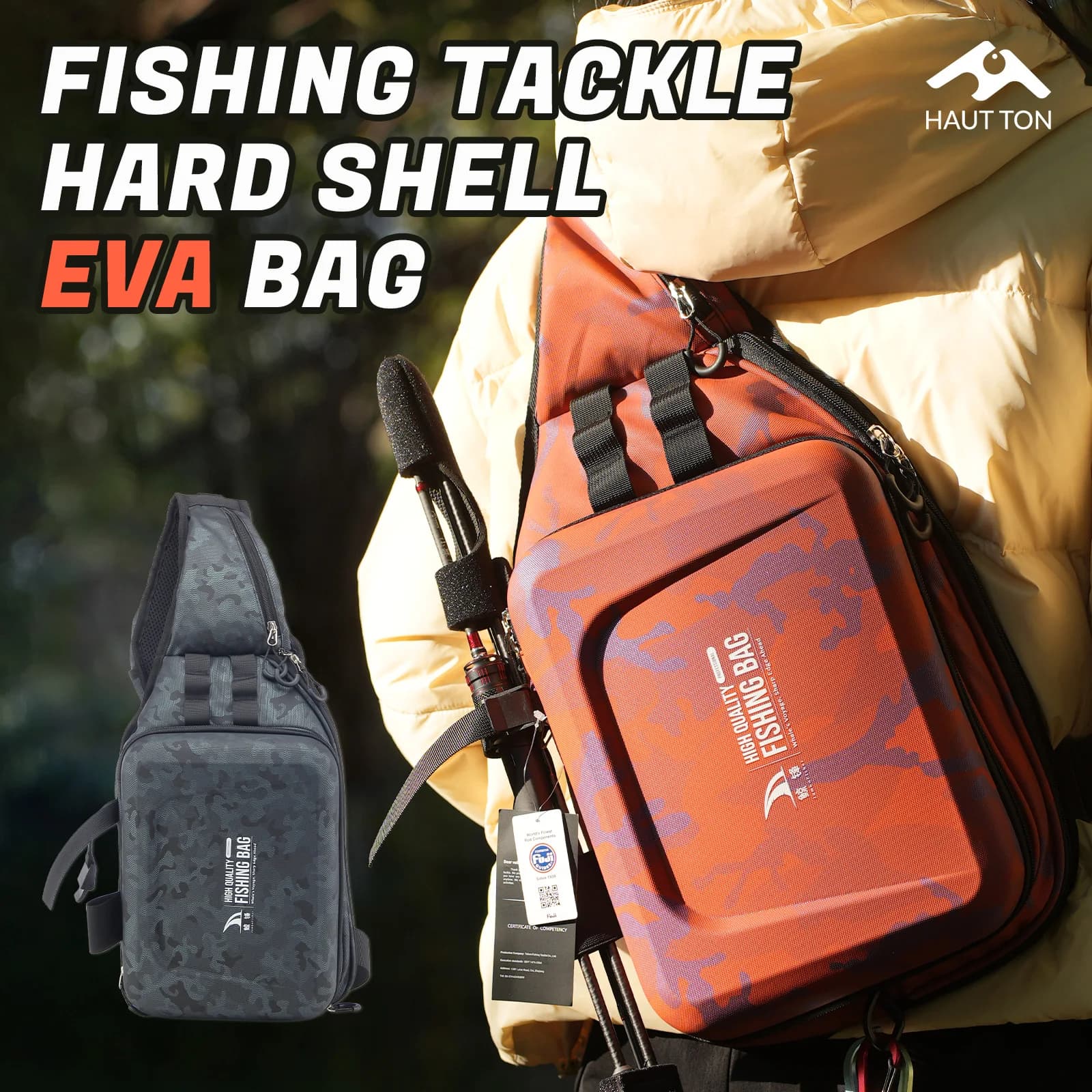 Sac à dos pêche multifonction HAUT TON imperméable - Plateforme pliable avec motif rayé en tissu Oxford EVA