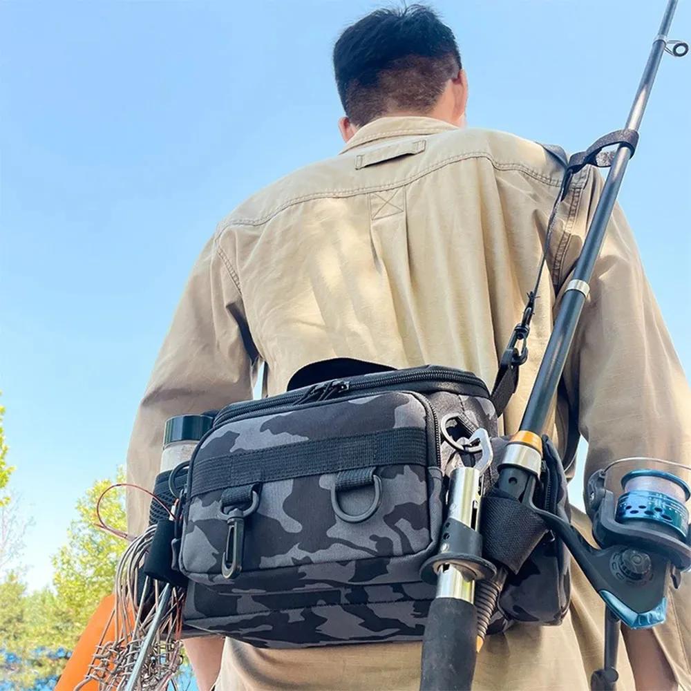 Sac à dos camouflage pêche homme avec multiples compartiments pour matériel de pêche mer et extérieur