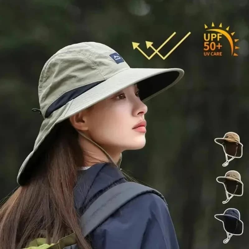 Chapeau de pêche anti-UV unisex avec protection nuque, léger et séchage rapide