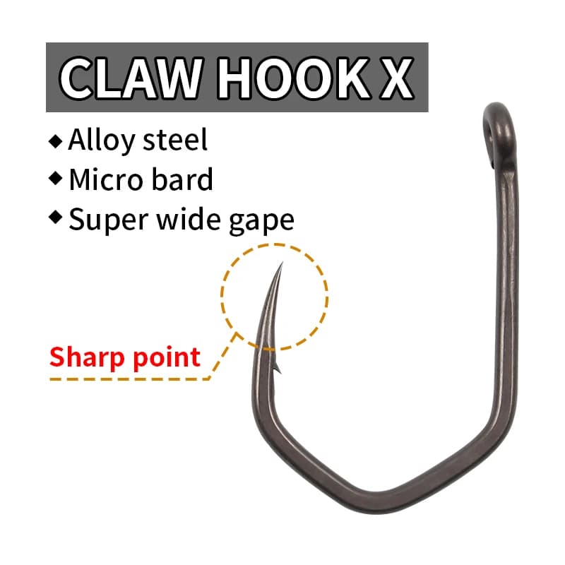 10 hameçons griffes pour carpe micro-ardillon - Large ouverture et revêtement PTFE