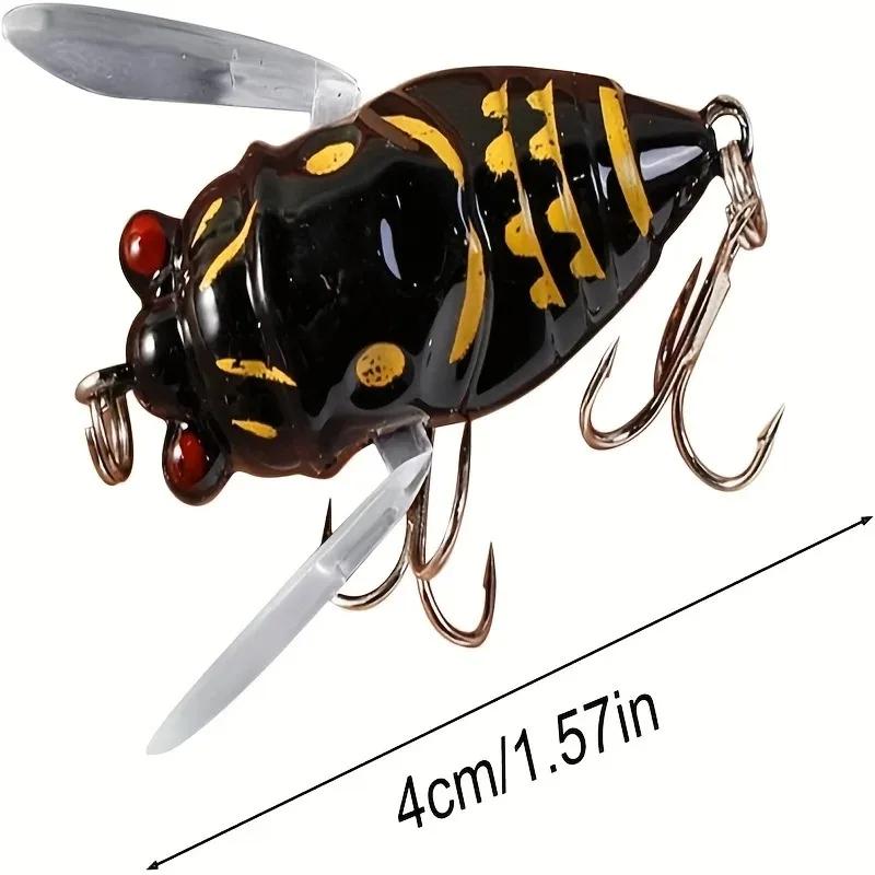 Leurre cigale 4cm/5.5g avec yeux 3D holographiques - Appât dur pour pêche au bar et carnassiers en eau douce