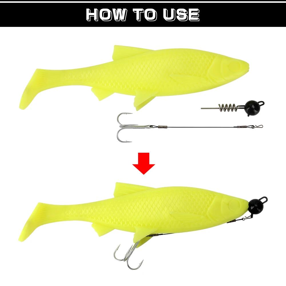 Tête Jig en bois de rose avec hameçons triple aiguisés - montage stinger rig pour basse, brochet et mer