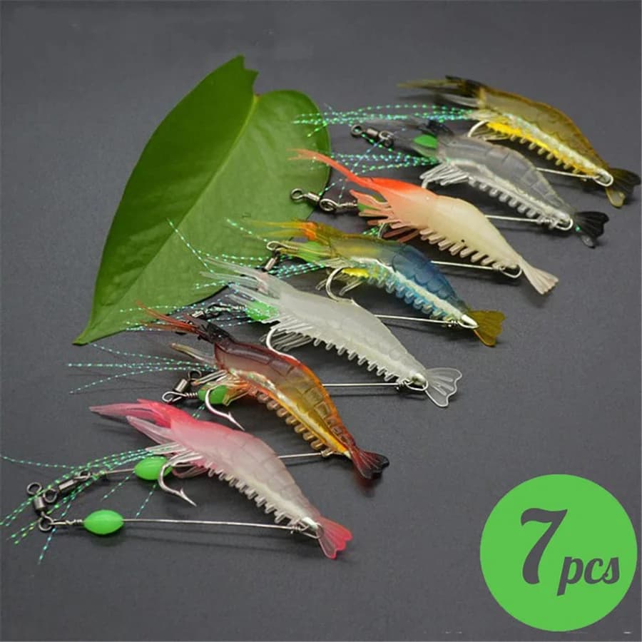 Leurres crevettes artificiels 3pcs/7pcs pour pêche - appâts de pêche réalistes et efficaces