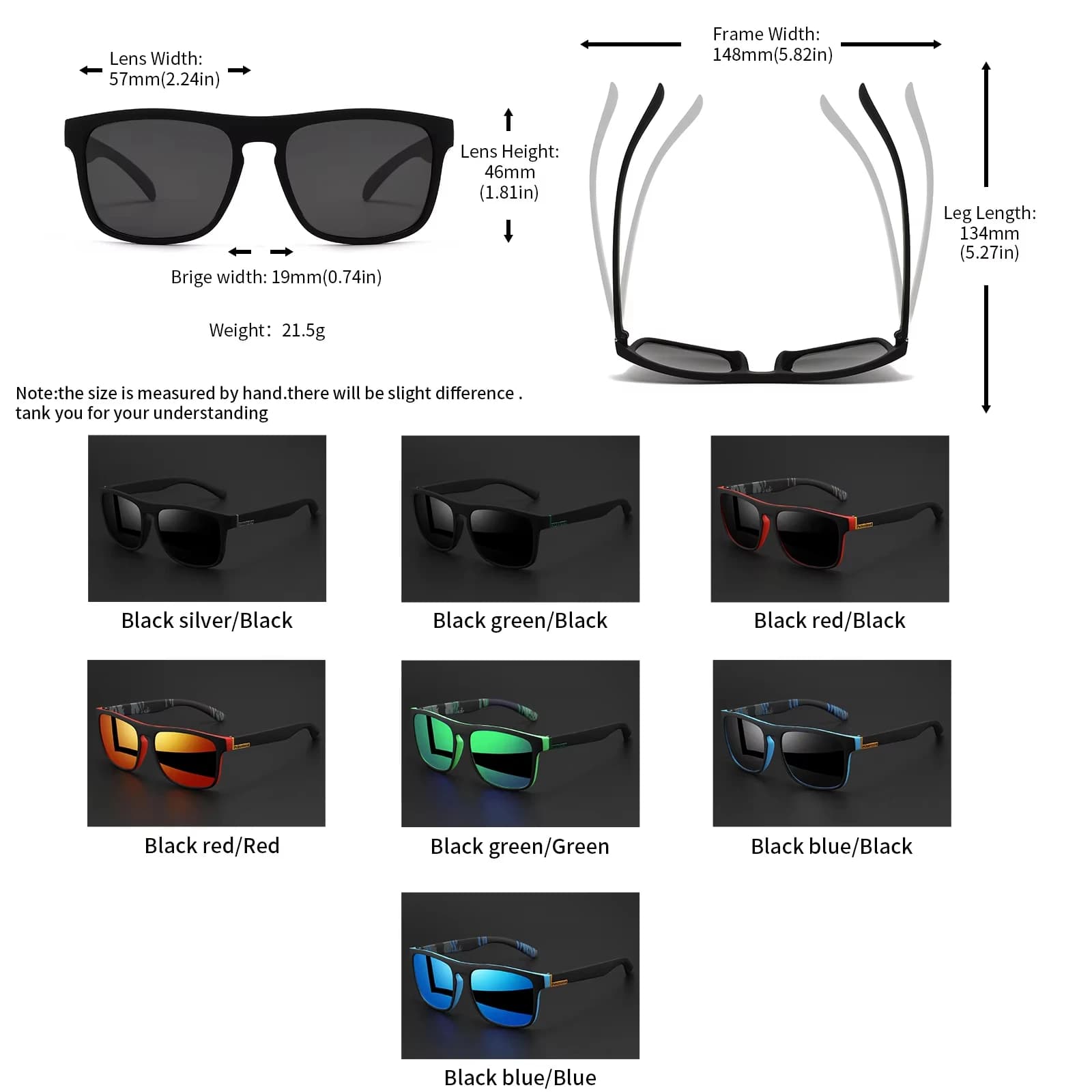 Pack lunettes sport carrées polarisées PC UV400 pêche - Légèreté unisexe 1-4PCS durabilité