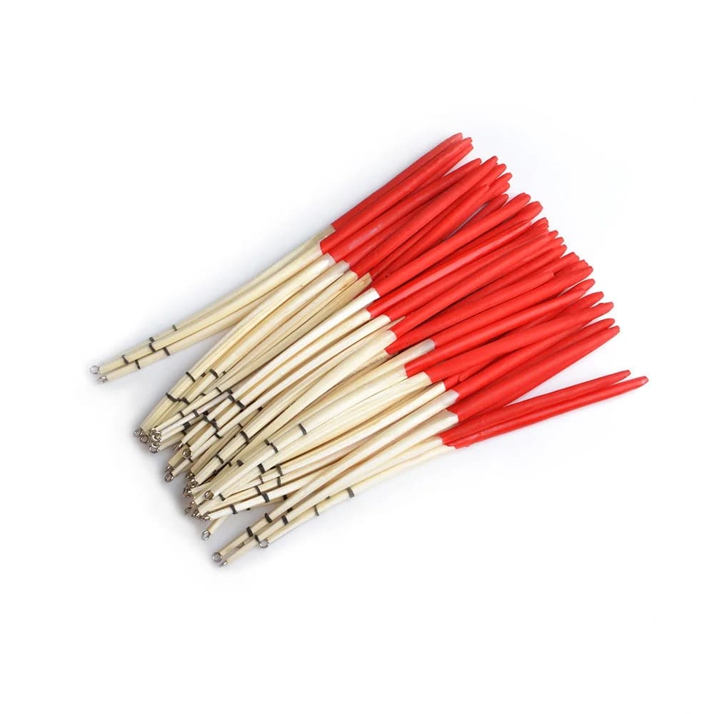 Kit flotteurs de pêche en plume de paon, type queue rigide, avec tiges flottantes, 10 pièces
