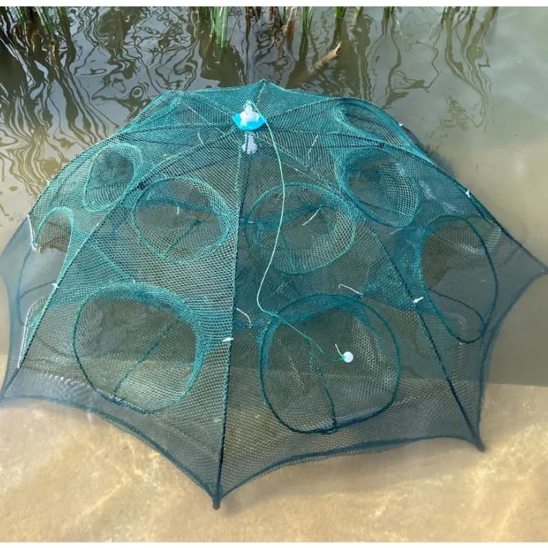 Filet pliable multi-trous pour crevettes et poissons, cage de pêche nylon portable automatique 24 à 4 trous