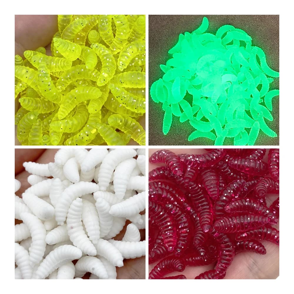 50 Vers de Farine Leurres Appâts Bioniques Souples Asticots pour Pêche Accessoires