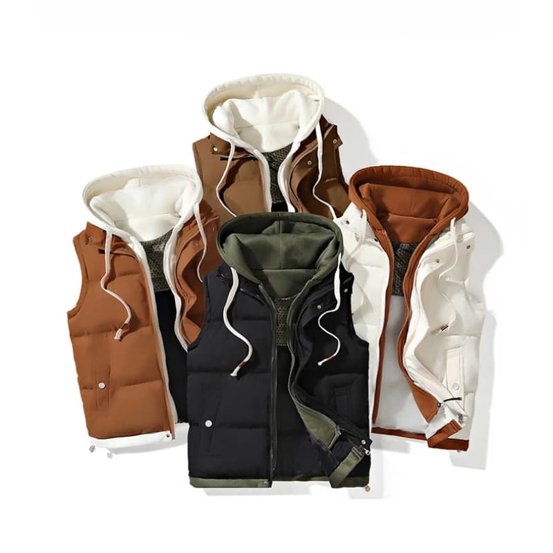 Veste sans manches homme avec capuche chaude et coupe-vent pour l'automne hiver