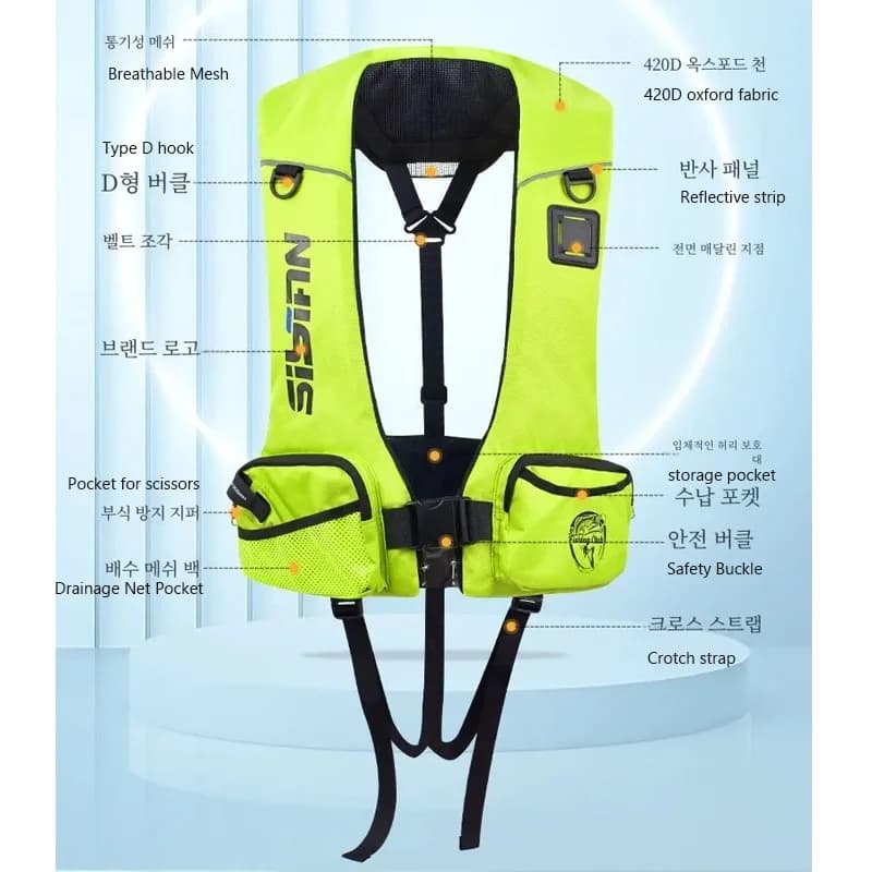 Veste de pêche professionnelle mer avec grande flottabilité et poche spacieuse pour la pêche en bateau