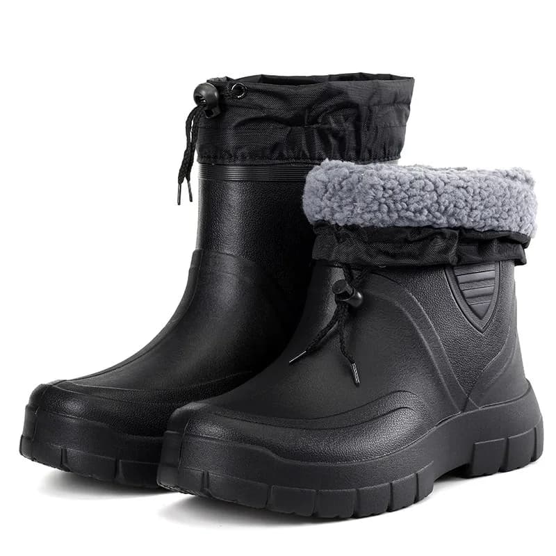 Bottes de pluie femme grande taille hiver coton décolleté doublure polaire légères imperméables anti-dérapage