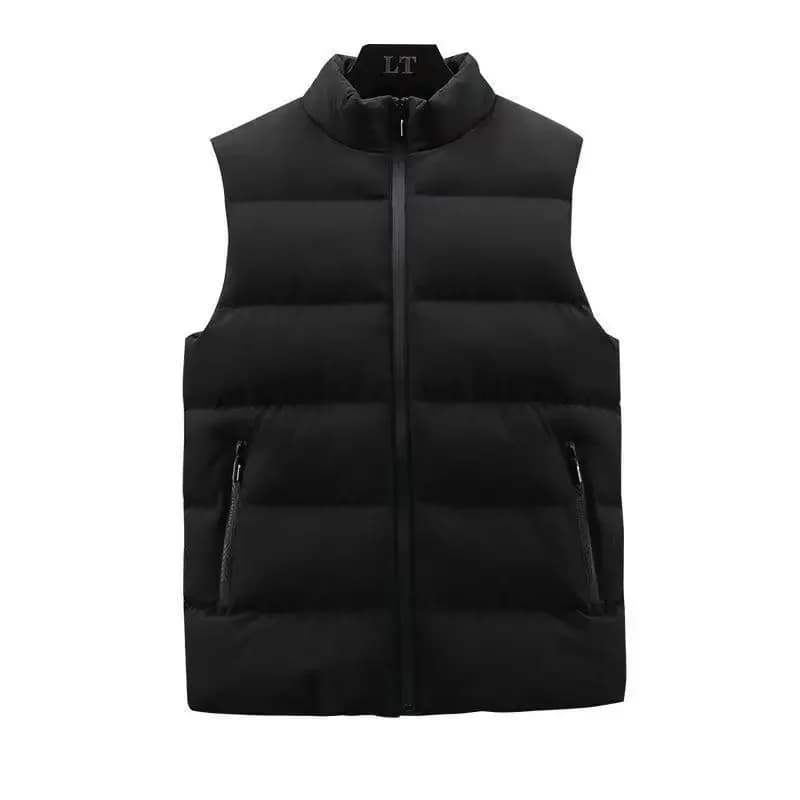 Veste hiver sans manches homme col montant matelassée en coton épais pour la pêche