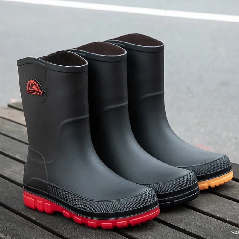 Bottes de pluie mi-mollet homme légères semelle souple PVC antidérapantes mode durable