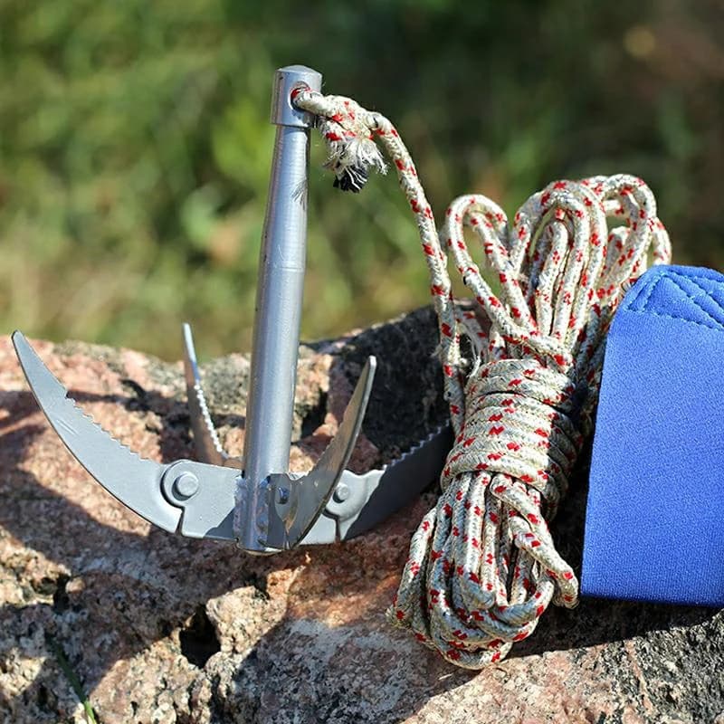 Ancre grappin pliante pour bateau et canoë, outil de pêche et survie robuste avec corde
