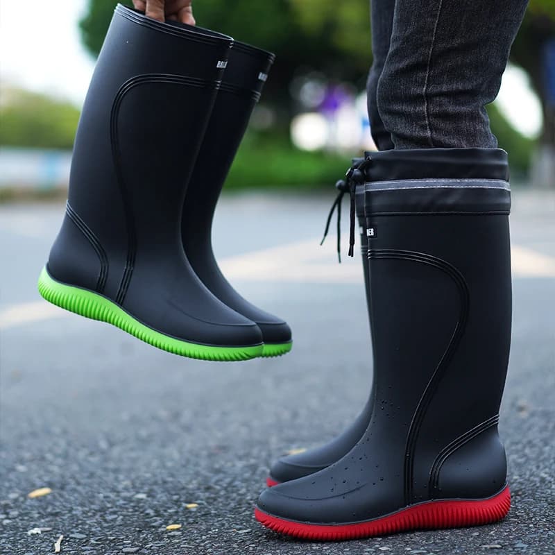Bottes de pluie haut de gamme unisexe - Modèles mi-mollet avec cordon anti-dérapant imperméable