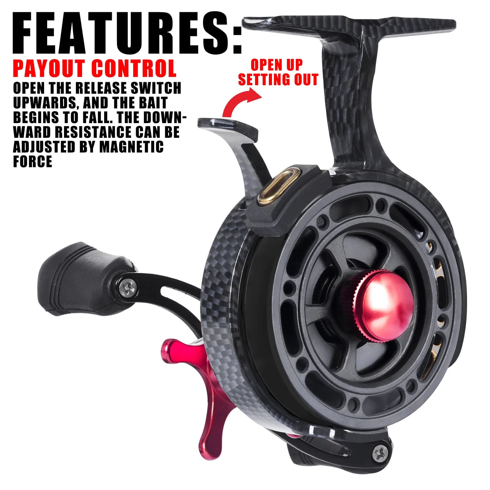 Moulinet ice fishing SAMOLLA inline 3.5:1 ultra fluide système magnétique 8kg drag pour hiver