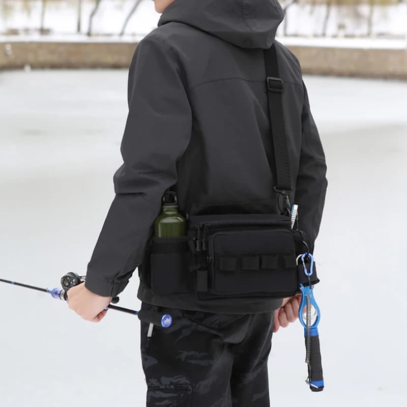 Sac banane pêche multifonction avec compartiments - Stockage leurres et accessoires de pêche