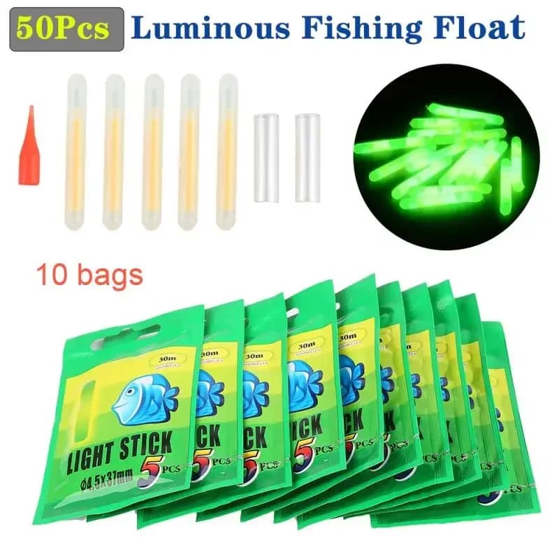 5 pièces flotteurs lumineux pêche de nuit avec bâton fluo et lumière fluorescente pour canne à pêche