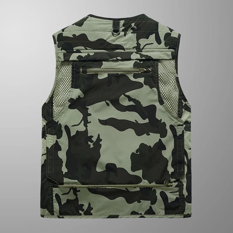 Veste sans manches camouflage pêche homme respirante anti-vent pour activités plein air printemps automne