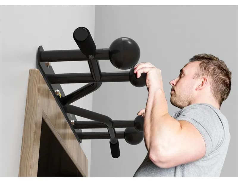 Barre de traction murale multi-prises lourde avec poignée bras de fer et boule de pincement - Station complète