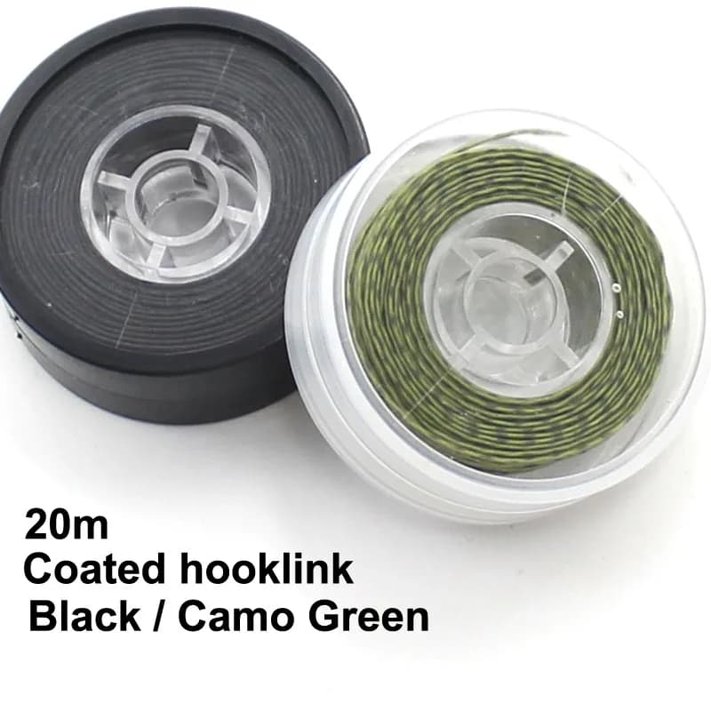 Ligne carpe camouflage vert 20m hooklink souple - hair rig 15-25LB pour montages précis