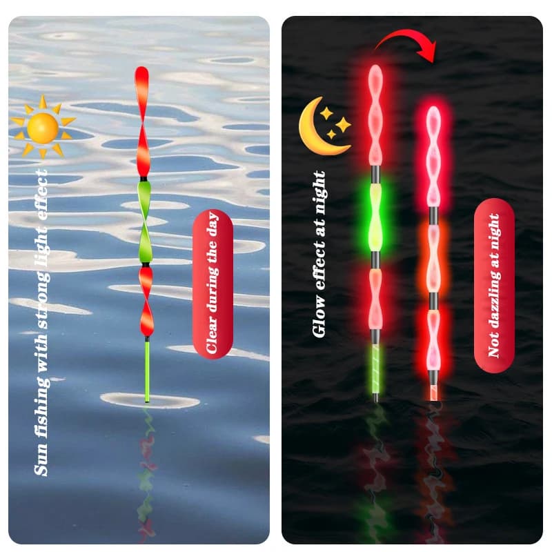 Flotteur électronique LED à queue spirale pour pêche nocturne - capteur de gravité haute sensibilité 1.4G-5.0G