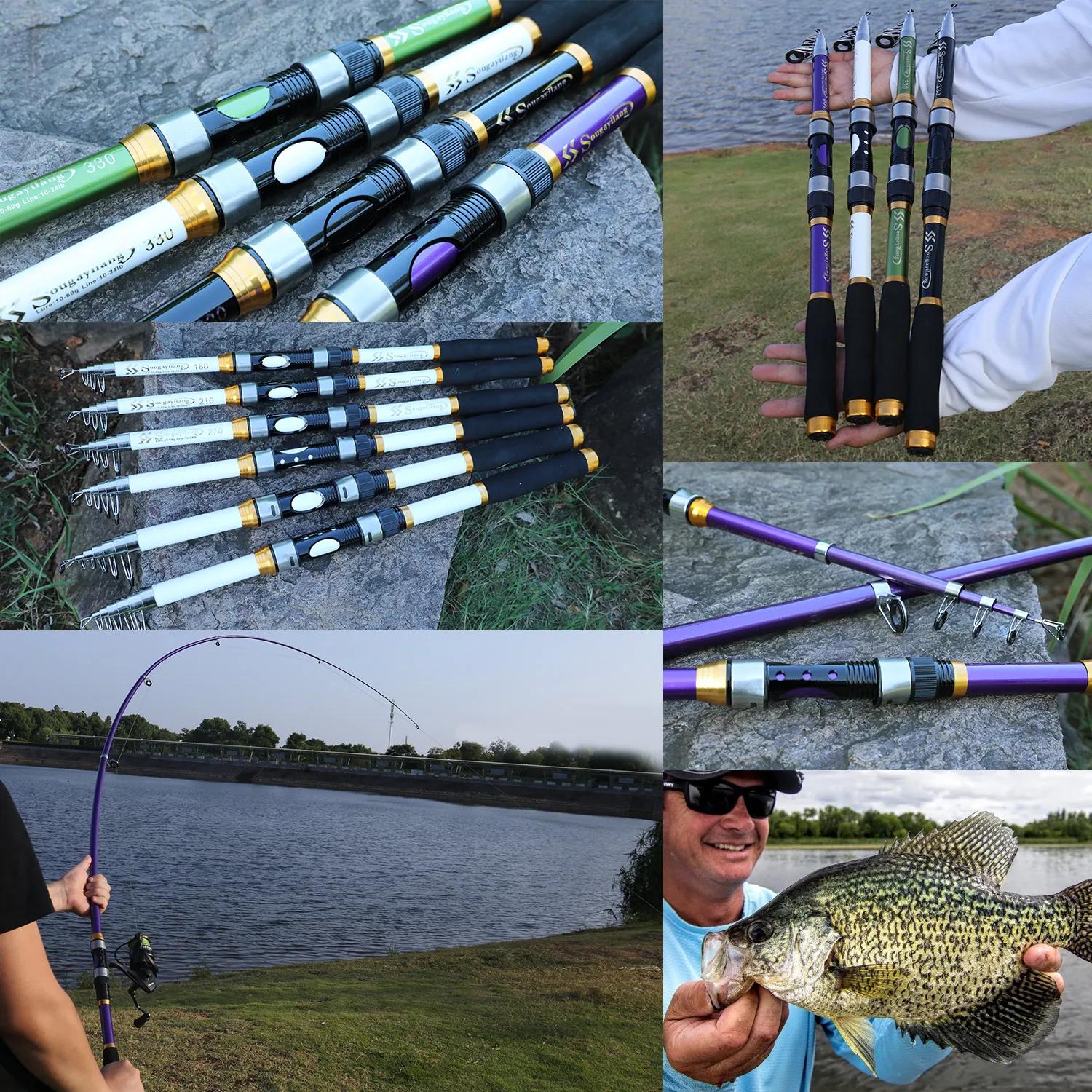 Canne Sougayilang télescopique 4 couleurs 1.8m-3.3m fibre verre EVA voyage max drag 5kg pêche spinning