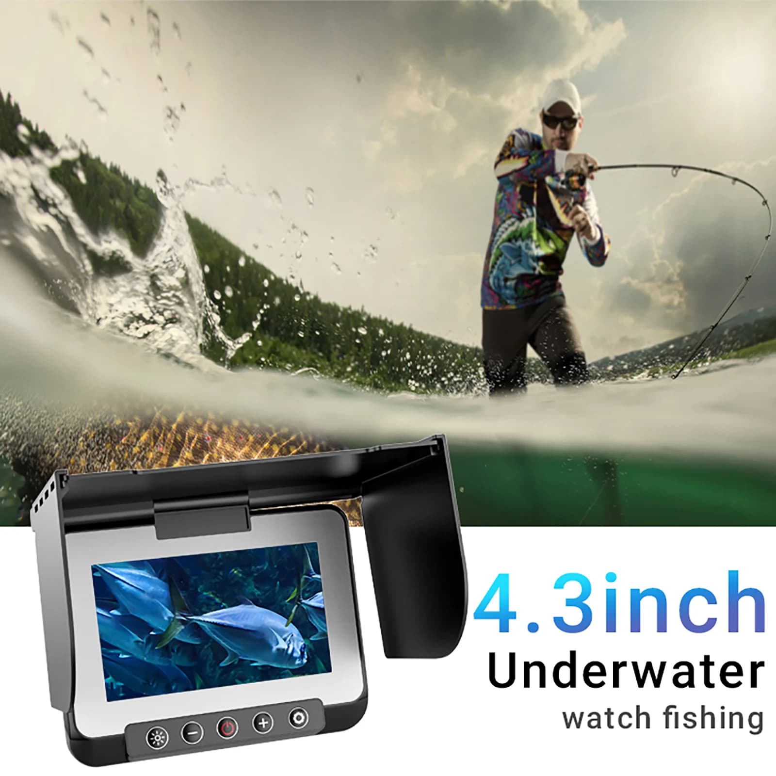 Caméra de pêche portable avec moniteur LCD 4.3" et vision nocturne infrarouge pour pêche sur glace