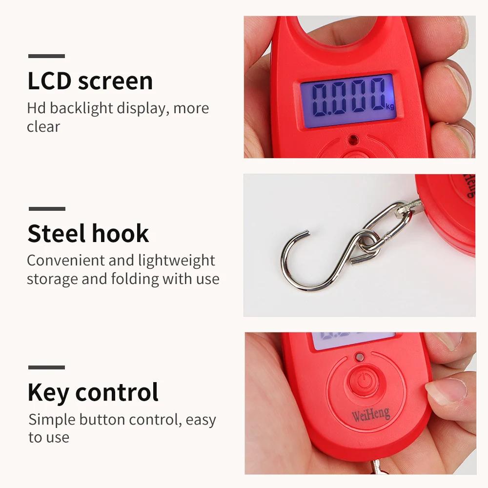 Mini balance crochet numérique 25kg portable - Pèse-poche précis 5g pêche bagages LCD rétroéclairé