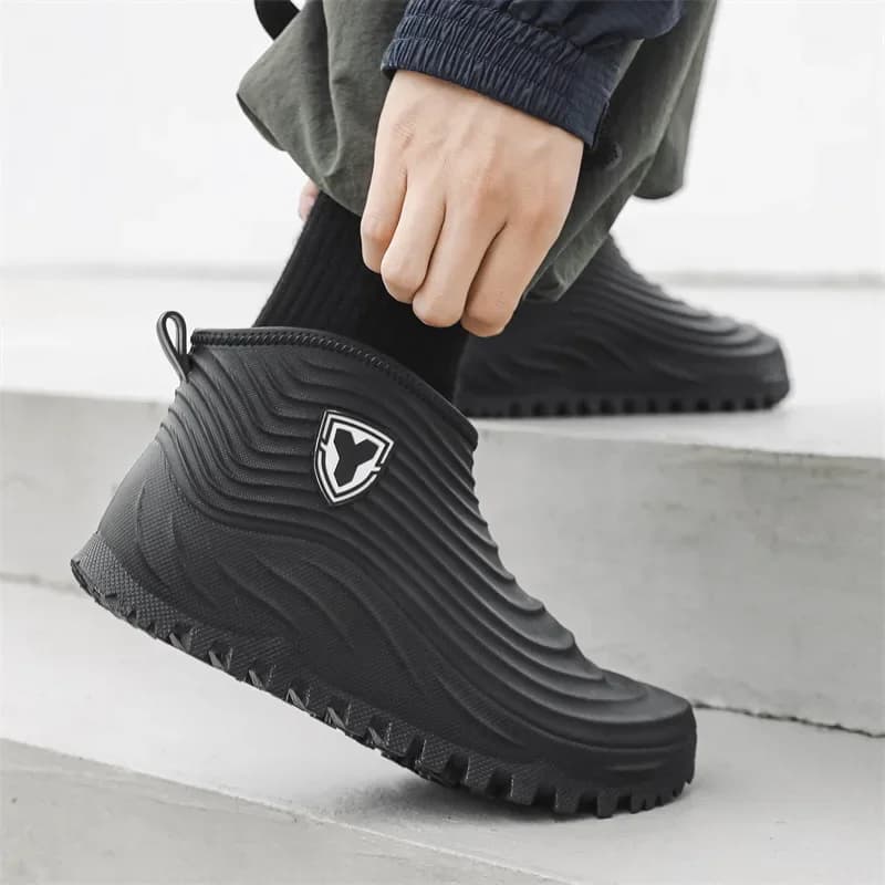 Low-Top Men's Rain Boots Waterproof Slip-Resistant Trendy Short Waterproof PVC S