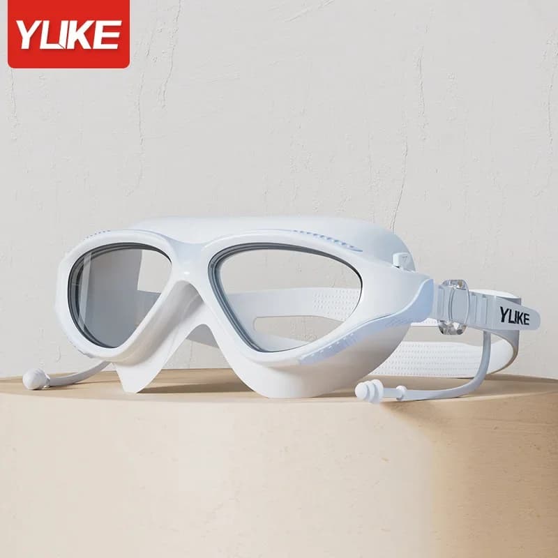 Lunettes de natation professionnelles anti-buée Big Frame avec bouchons d'oreilles pour adultes