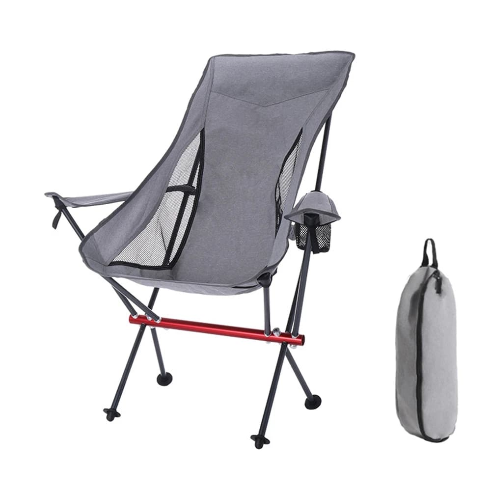 Chaise pliante Desert Fox avec accoudoirs et sac de transport pour pêche, randonnée et camping