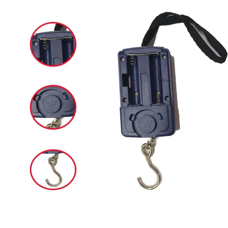 Balance digitale 40kg/10g mini pour pêche et cuisine - Pèse-bagages voyage avec crochet électronique