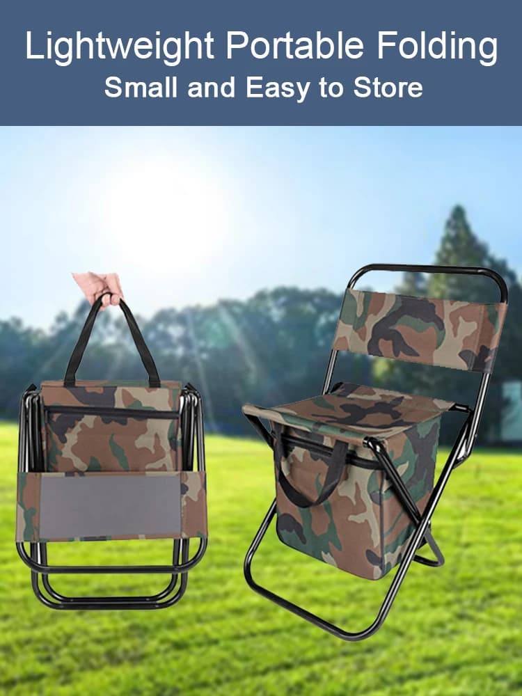 Chaise pêche pliante 1pc avec glacière intégrée dossier réglable chasse léger portable