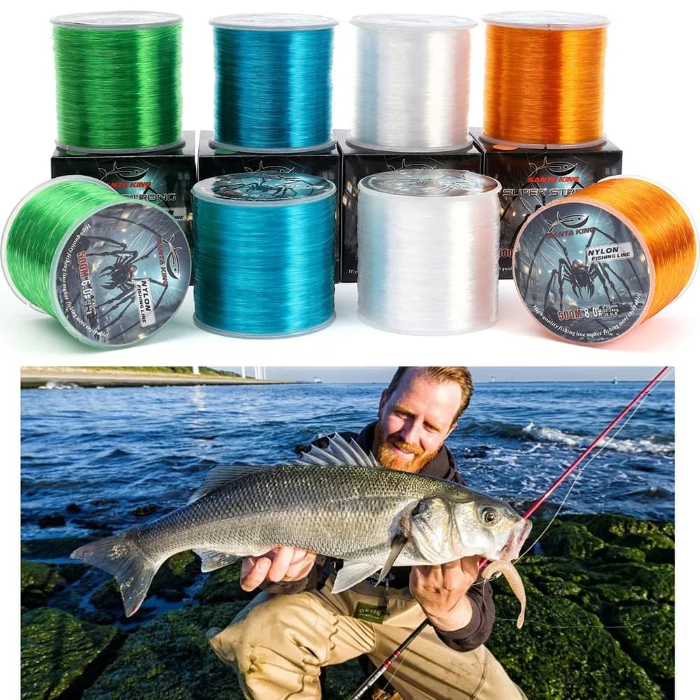 Ligne de pêche monofilament SantaKing 500m résistante et anti-abrasion nylon pour lancer long et fluide