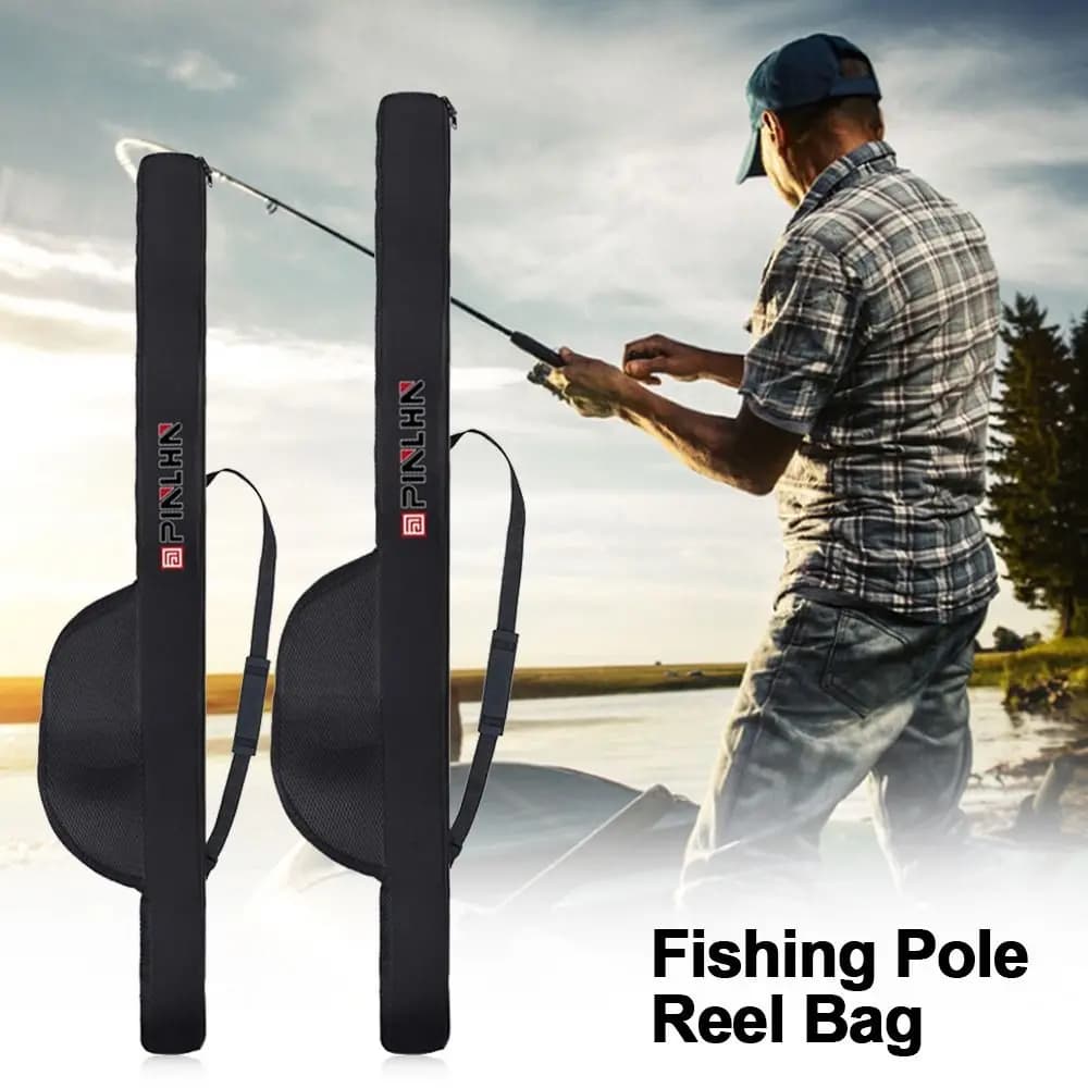Nouveau sac canne à pêche portable pliable avec sangle - Étui 118/128cm pour canne et moulinet