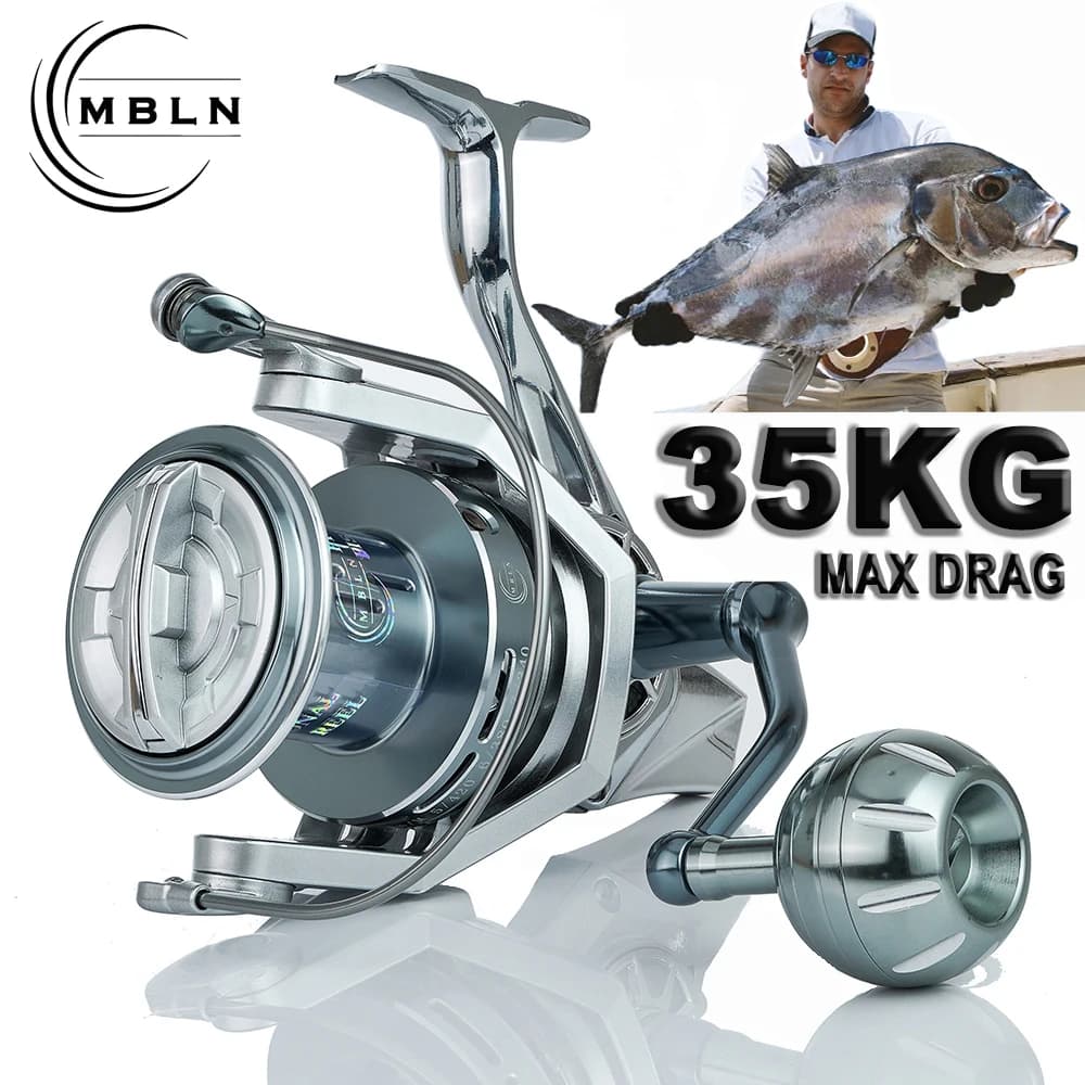 Moulinet de pêche surfcasting mer robuste MBLN 35kg drague métal résistant corrosion
