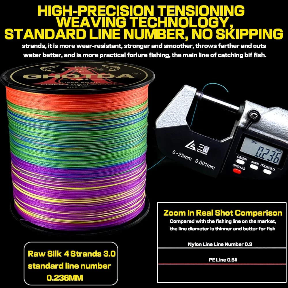 Ligne GHOTDA 300-1000m 4 brins multifilament pêche carpe 10-120lb - Grande capacité