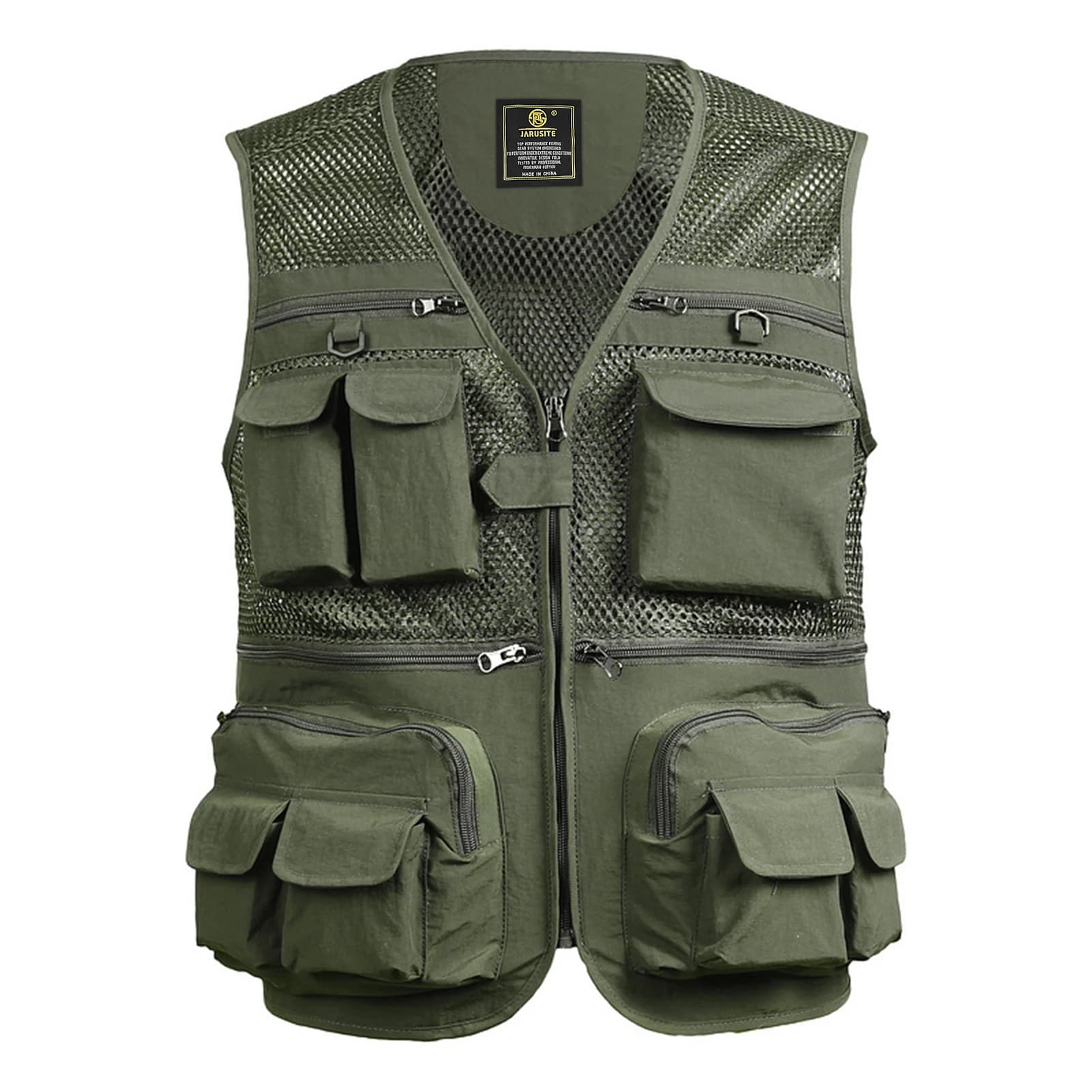 Veste de pêche respirante en mesh avec poches zippées pour activités extérieures été