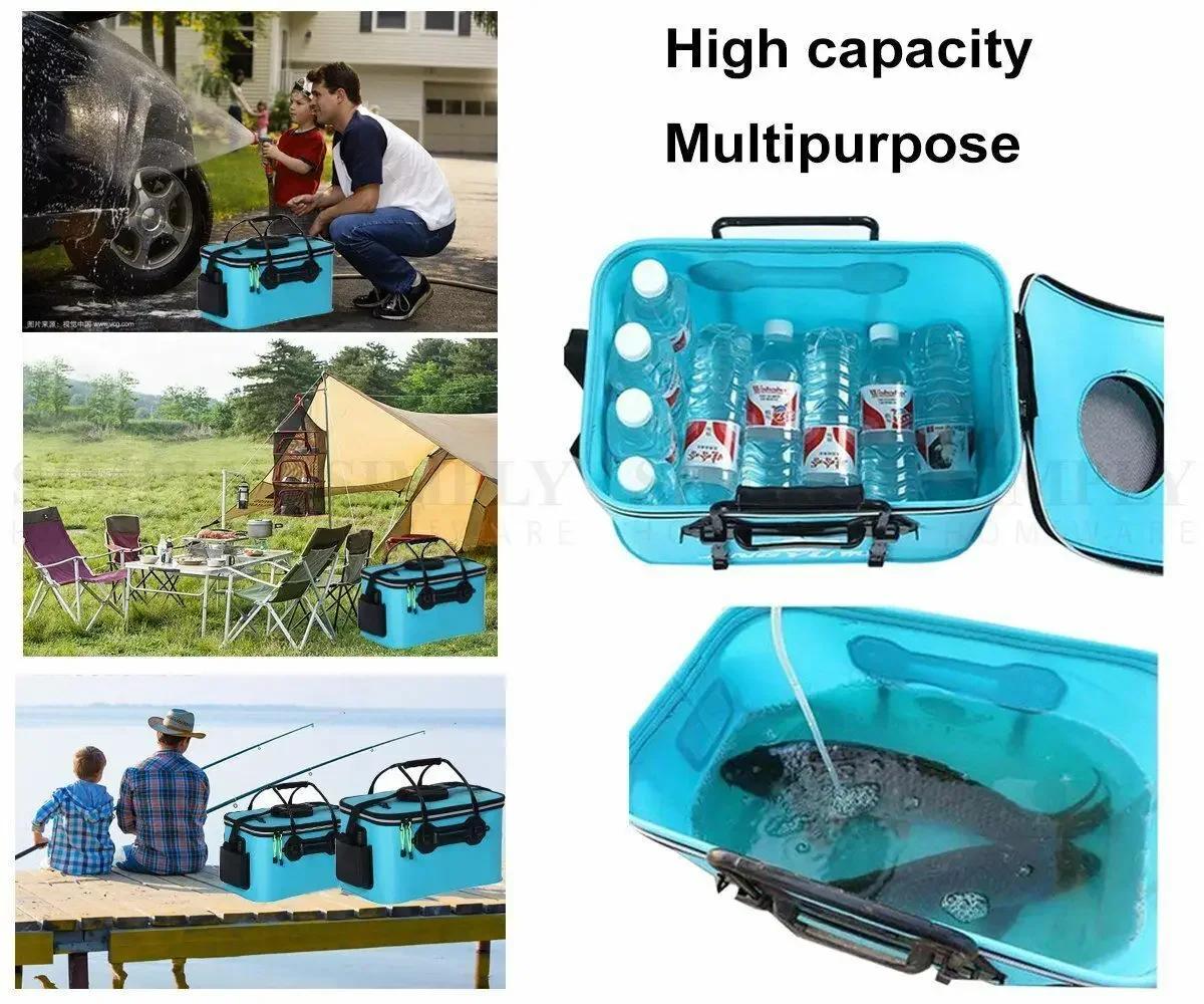 Seau à poissons pliable EVA 30-50cm avec pompe à oxygène pour conservation des vifs