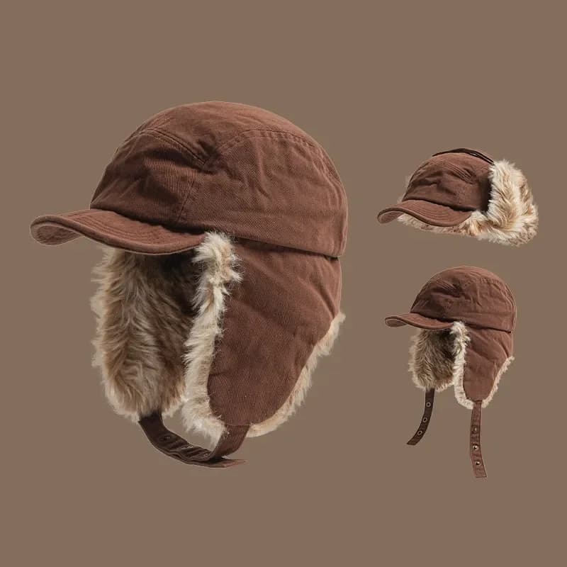 Casquette pêche hiver oreillettes polaire - Chapeau baseball chaud pêche ski protection vent froid