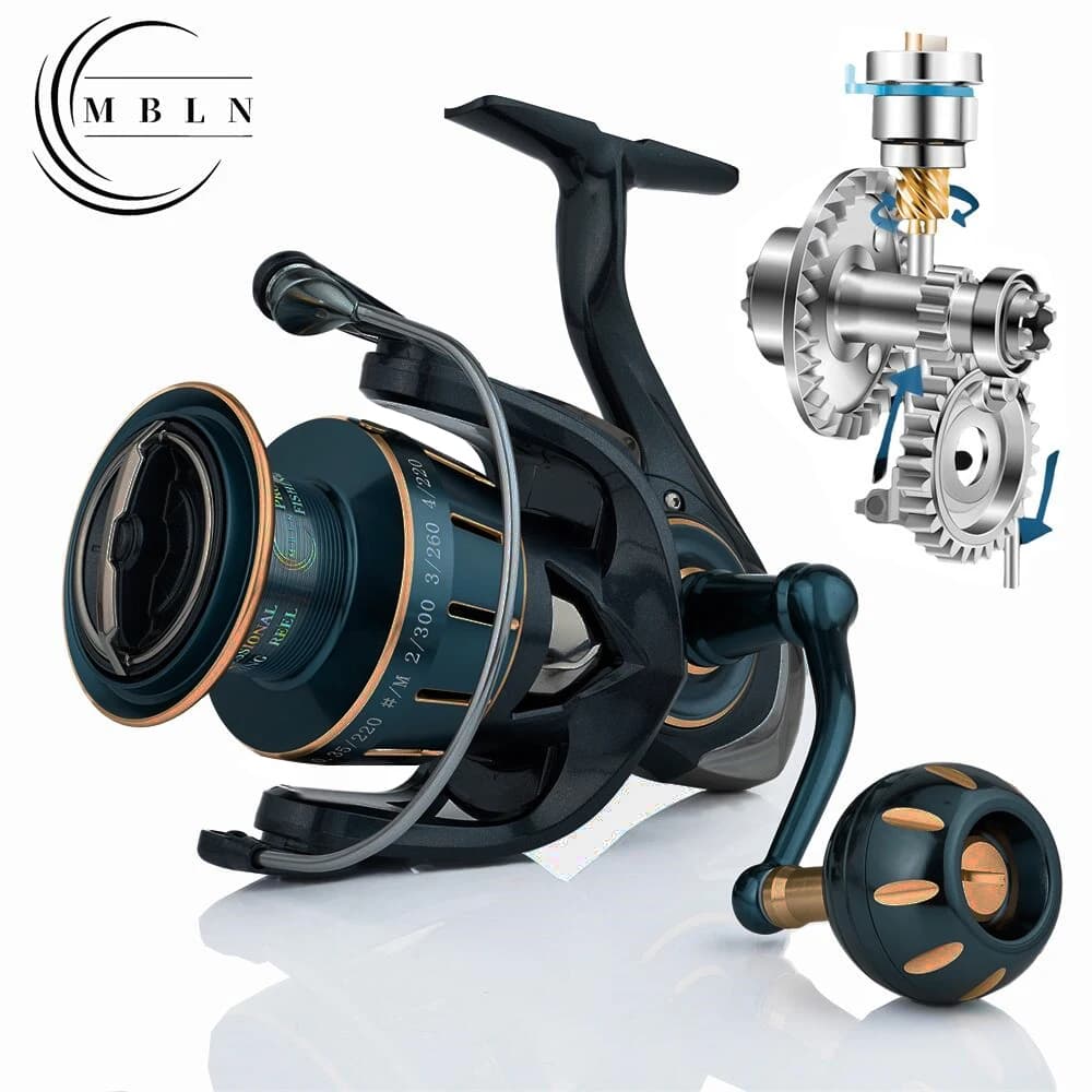 Moulinet spinning durable MBLN à engrenages et bobine en alliage 5+1 roulements pour pêche en mer